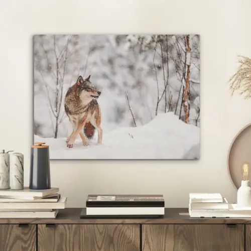 Wolf - Winter - Sneeuw - Natuur - Dieren PET vilt klein -sfeer1