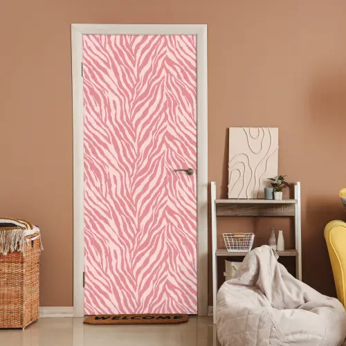 Zebra - Print - Roze deurposter klein 289 -sfeer1