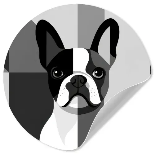 Buldog - Zwart - Abstract - Vlakken Wandcirkel behangsticker klein -3d