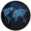 Wereldkaart - Waterstructuur - Blauw Fotolijst rond zonder passe partout klein -3d