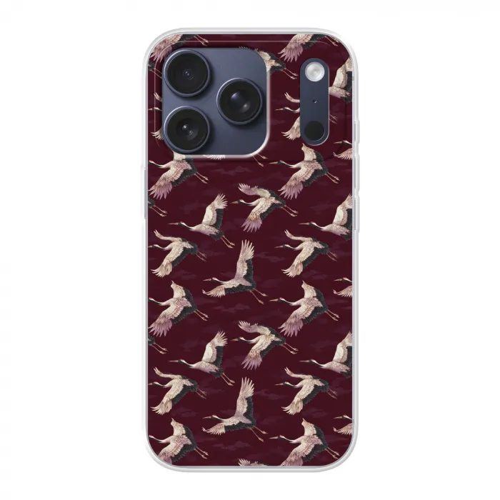 Kraanvogels - Klassiek - Bordeaux Telefoonhoesje iPhone 17 Pro klein 878 -3d
