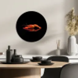 Kreeft - Oranje - Zwart - Opvallend KitchenYeah - Keuken - Wandcirkel Forex klein -sfeer2
