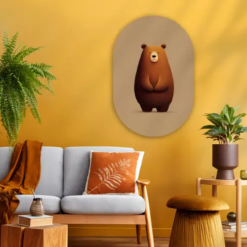 Beer - Minimalistisch - Bruin Wandcirkel Ovaal Glas middel -sfeer4