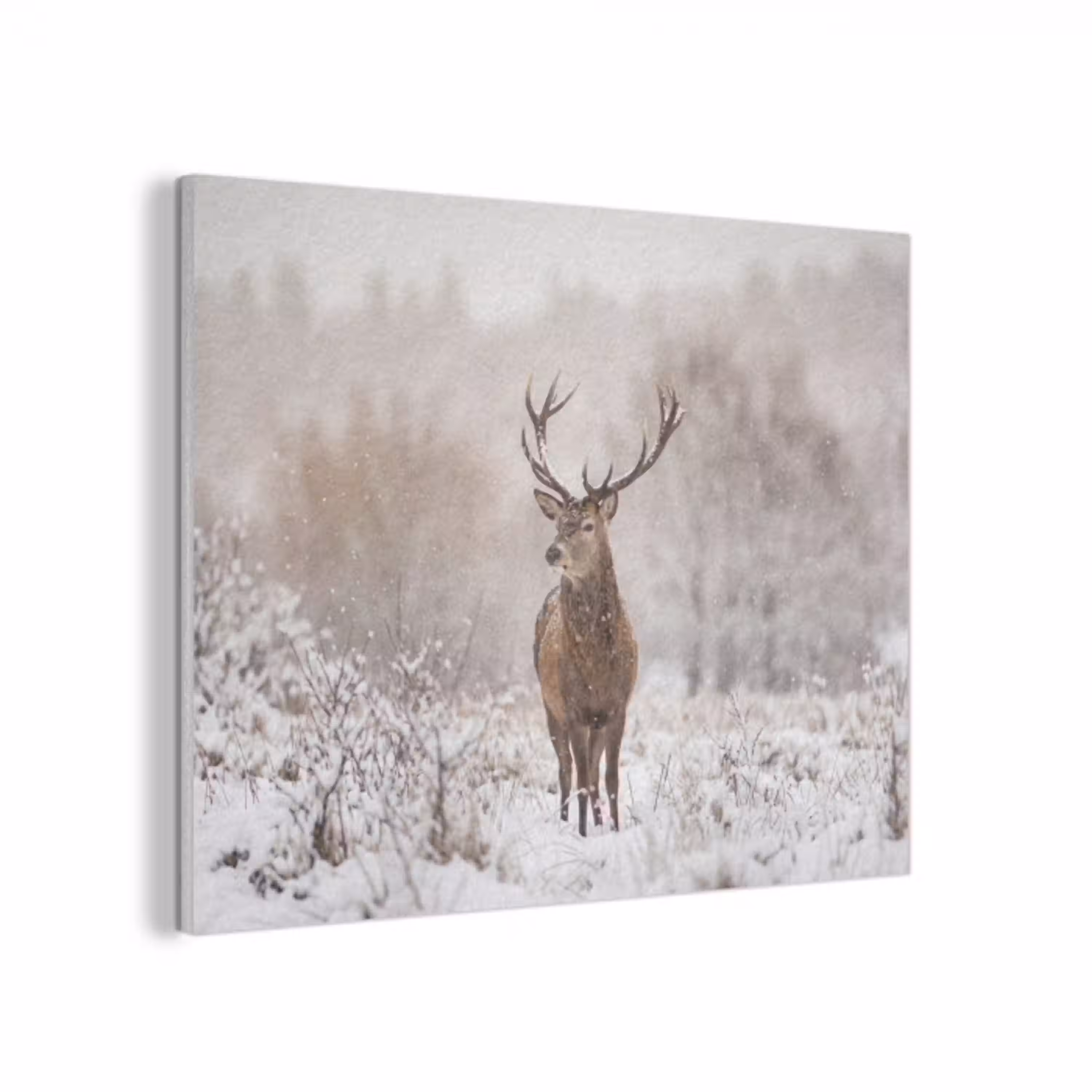 Edelhert - Bos - Sneeuw - Winter - Majestueus PET vilt klein -3d