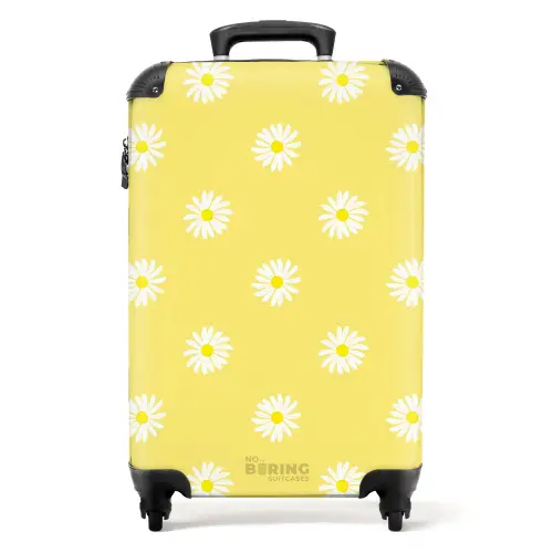 Pastel - Margieten op pastelgele achtergrond NBS - Handbagage koffer - Kinderen Unisex middel -productfoto_recht