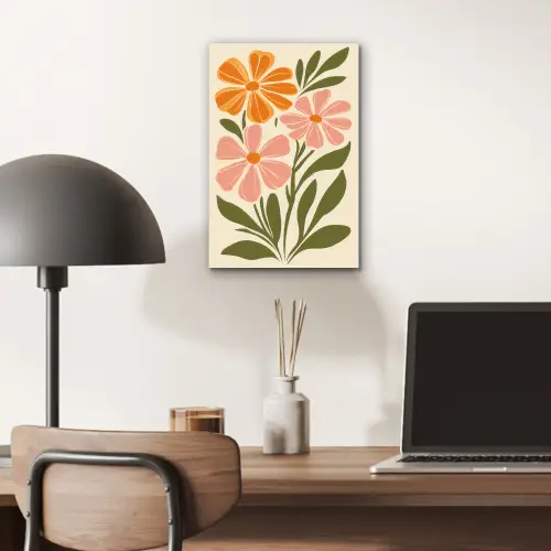 Minimalistisch - Bloemen - Bladeren - Roze aluminium wit klein -sfeer5