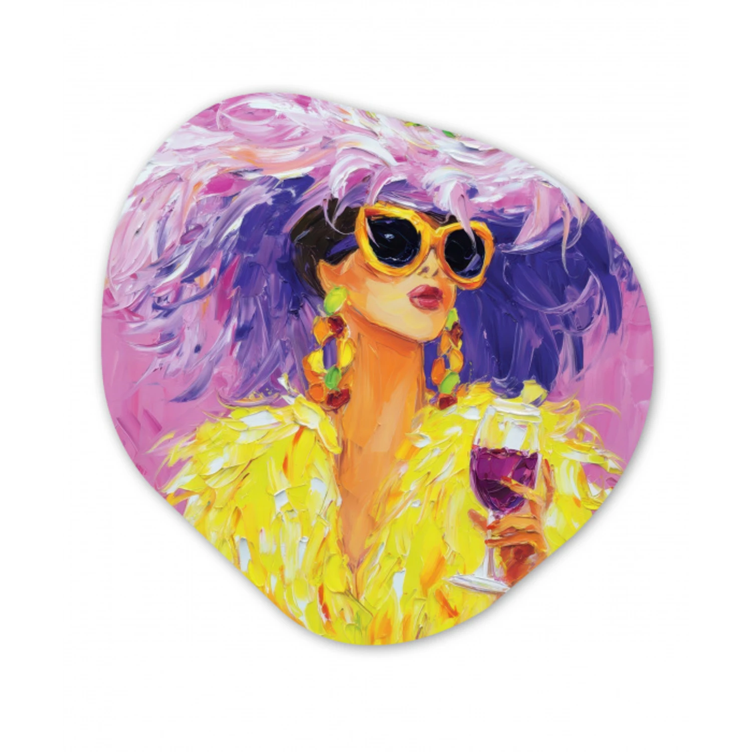 Zonnebril - Vrouw - Jas - Veren Wandcirkel Organisch Plexiglas middel -3d