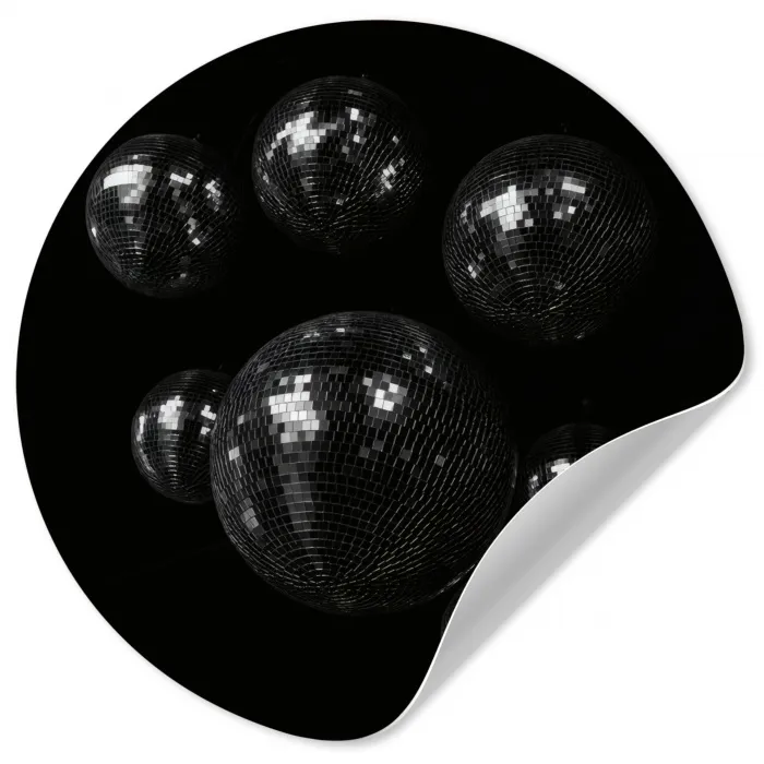 Discoballen - Minimalistisch - Zwart Wandcirkel behangsticker klein -3d