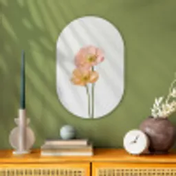 Papavers - Botanisch - Roze Wandcirkel Ovaal Forex klein -sfeer2