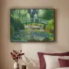 Brug - Hout - Vijver - Waterlelies Textielframe zwart klein -sfeer1