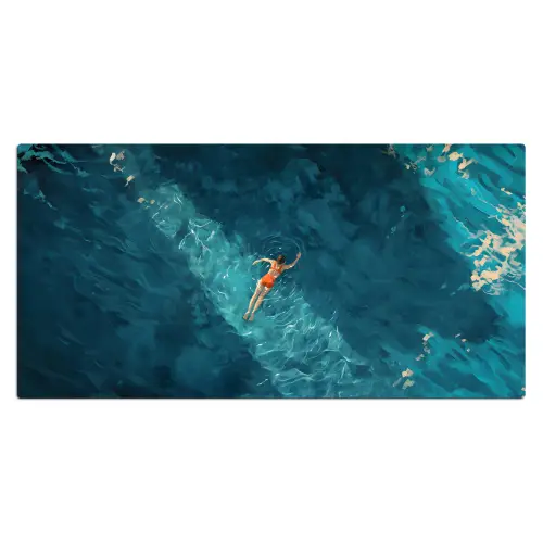 Vrouw - Water - Bikini - Oranje Muismat XXL klein -3d_leeg