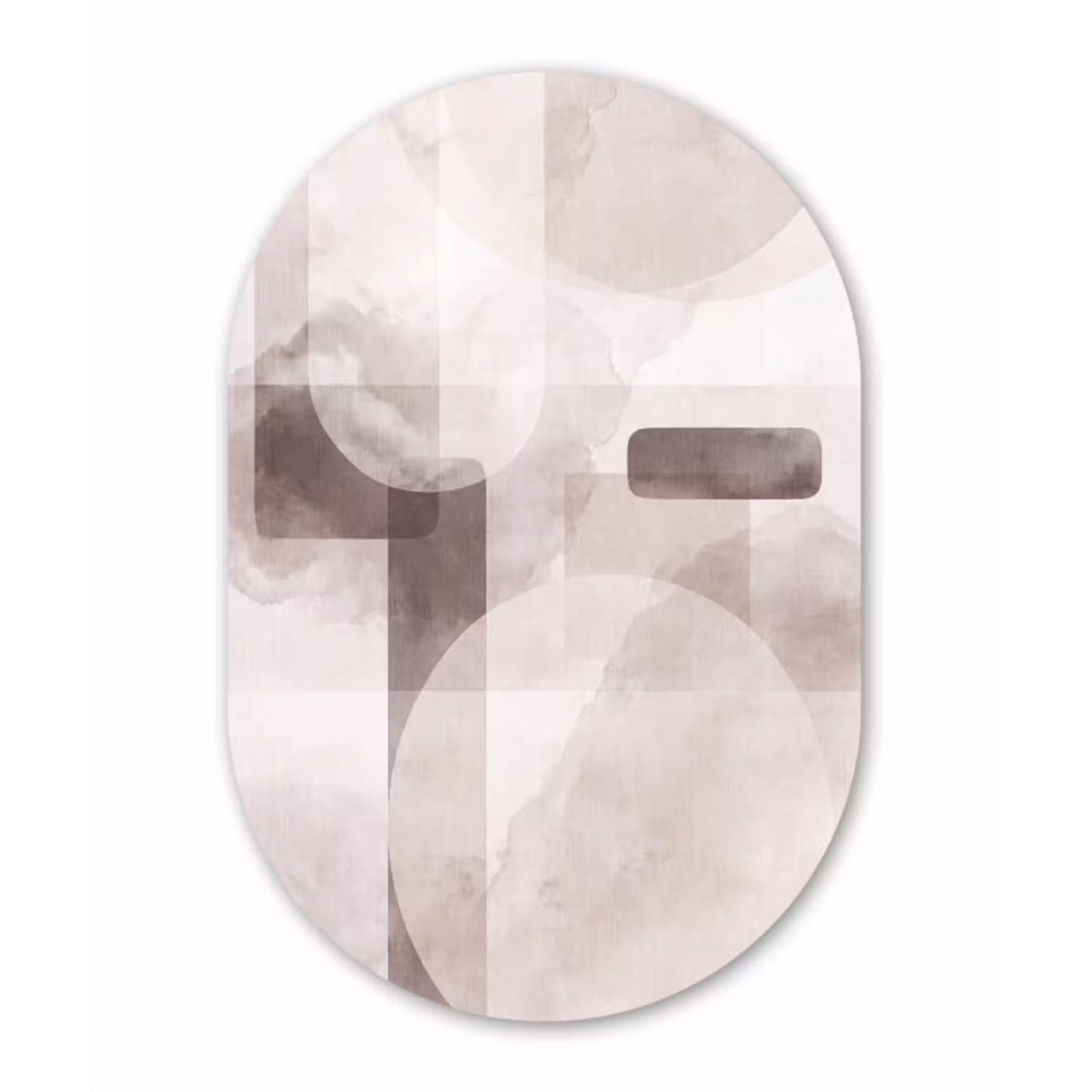 Abstracte vormen - Beige Wandcirkel Ovaal Glas middel -3d