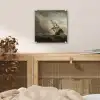 Een schip in volle zee bij vliegende storm - Schilderij van Willem van de Velde plexiglas 5mm klein -sfeer4