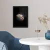 Croissant - Bloemenpatroon - Delftsblauw fotolijst zwart zonder passe partout klein -sfeer4