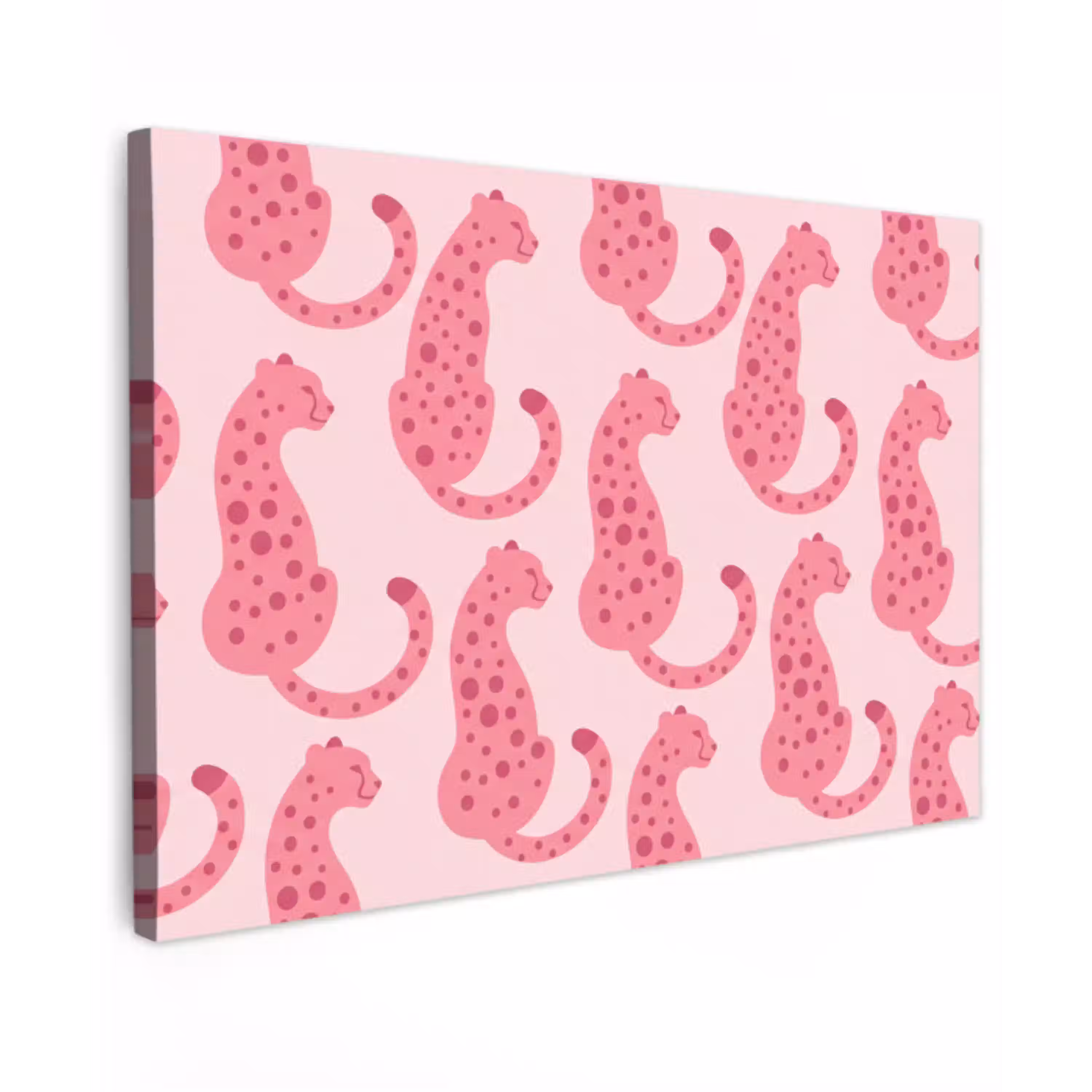 Kat - Gevlekt - Dieren - Patroon - Roze canvas 2cm klein -z3d
