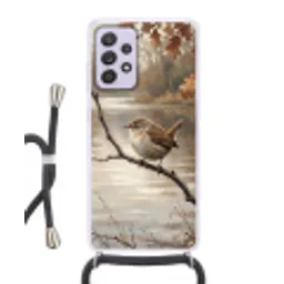 Winterkoninkje - Tak - Rivier - Natuur - Sfeervol Hoesje Samsung Galaxy A52 5G met koord klein -3d