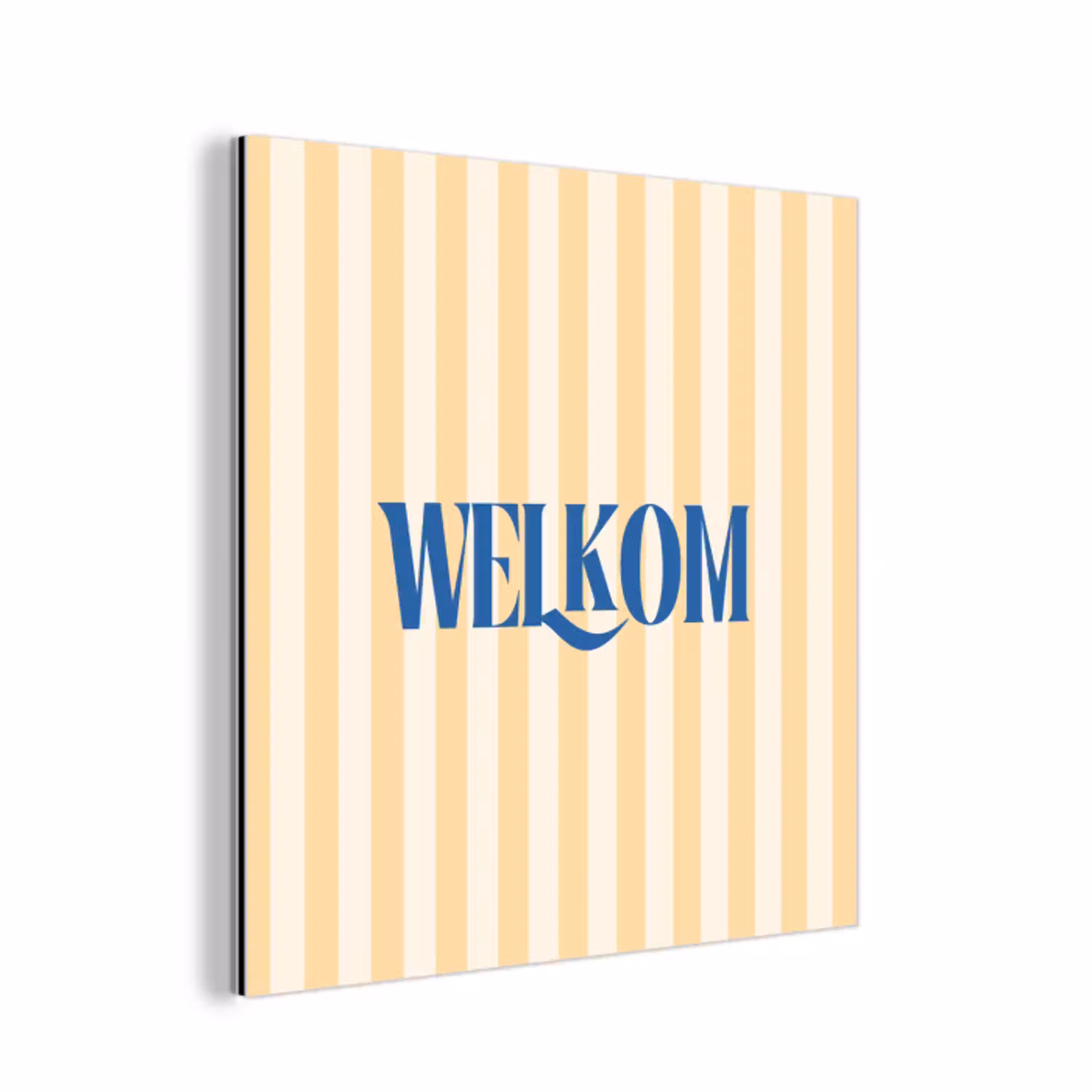 Blauw - Geel - Strepen - Welkom aluminium wit klein -3d