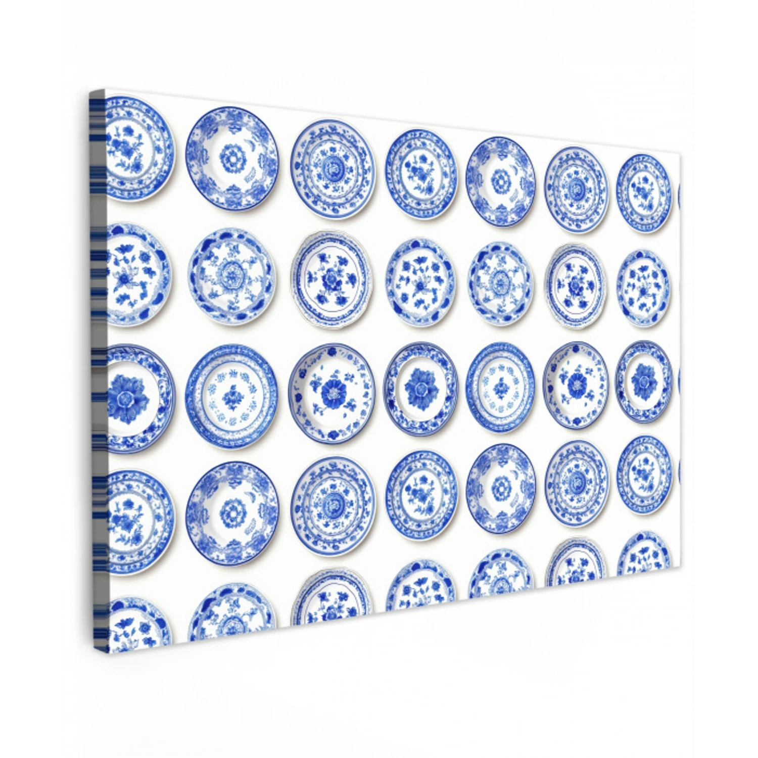 Borden - Bloemen - Patroon - Blauw canvas 2cm klein 34 -z3d