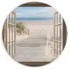 Doorkijk - Strand - Duinen - Pad - Landschap Wandcirkel kunststof plaat 5mm dik klein -3d
