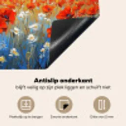 Klaproos - Bloemenveld - Kleurrijk Inductie beschermer vinyl 3mm middel -sfeer4