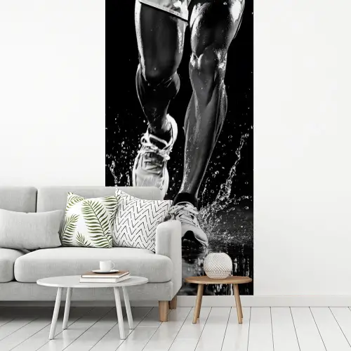 Hardloopschoenen - Rennen - Druppels - Zwart fotobehang vinyl groot -woonkamer