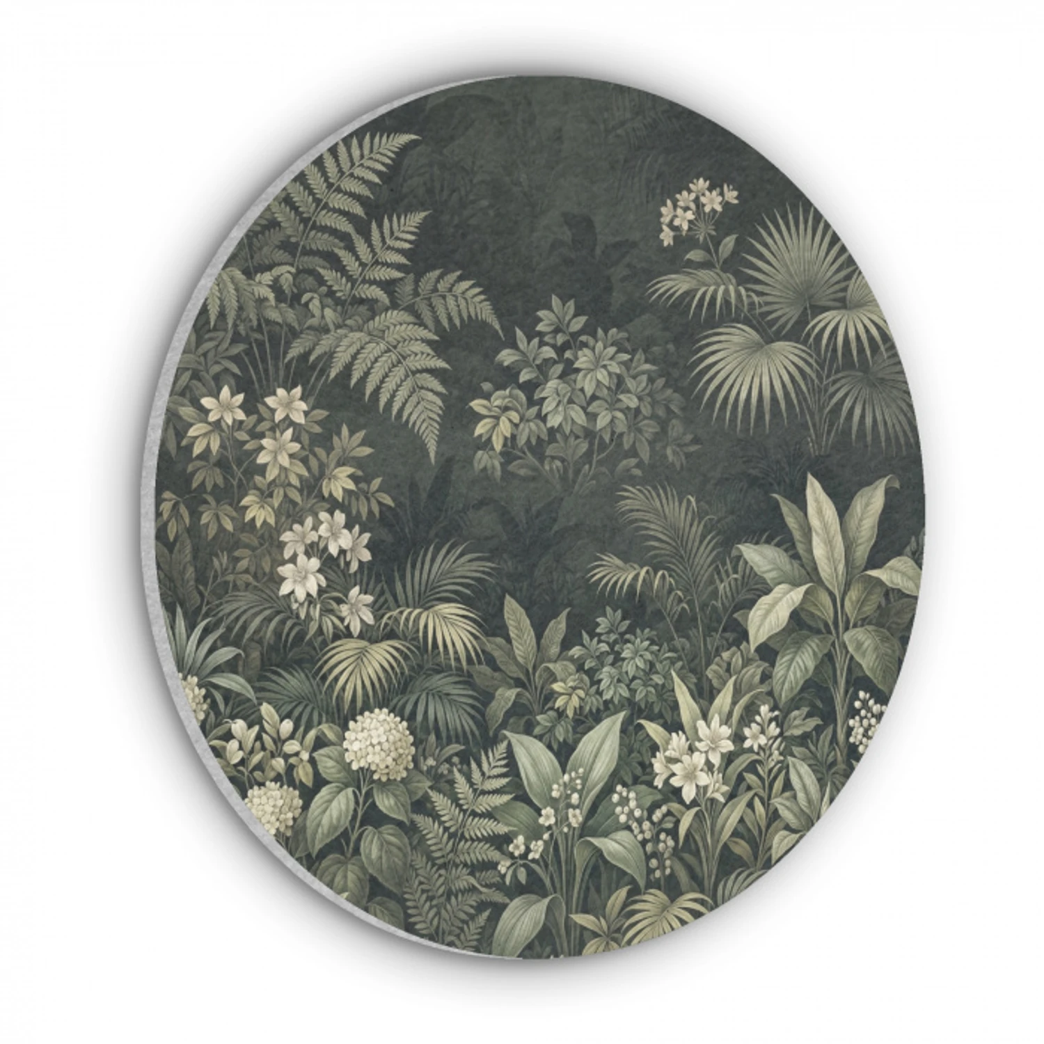 Jungle - Bladeren - Botanisch - Groen Akoestische PET Vilt - Rond klein -3d