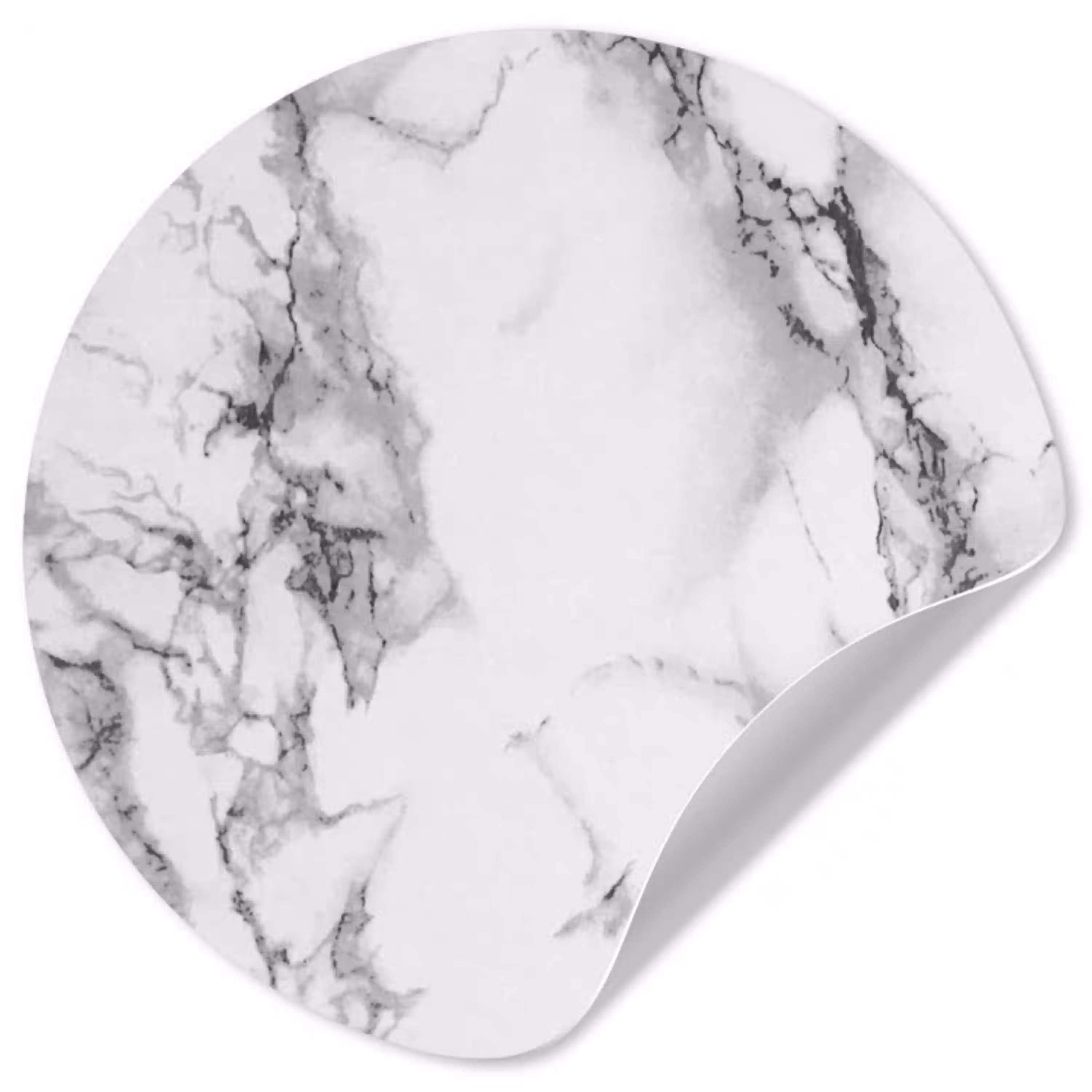 Marmer - Steen - Wit - Grijs - Zwart - Marmerlook Wandcirkel behangsticker klein -3d