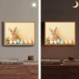 Eieren -  Konijn - Pasteltinten Light Box met batterij (Wandlamp) middel -sfeer3
