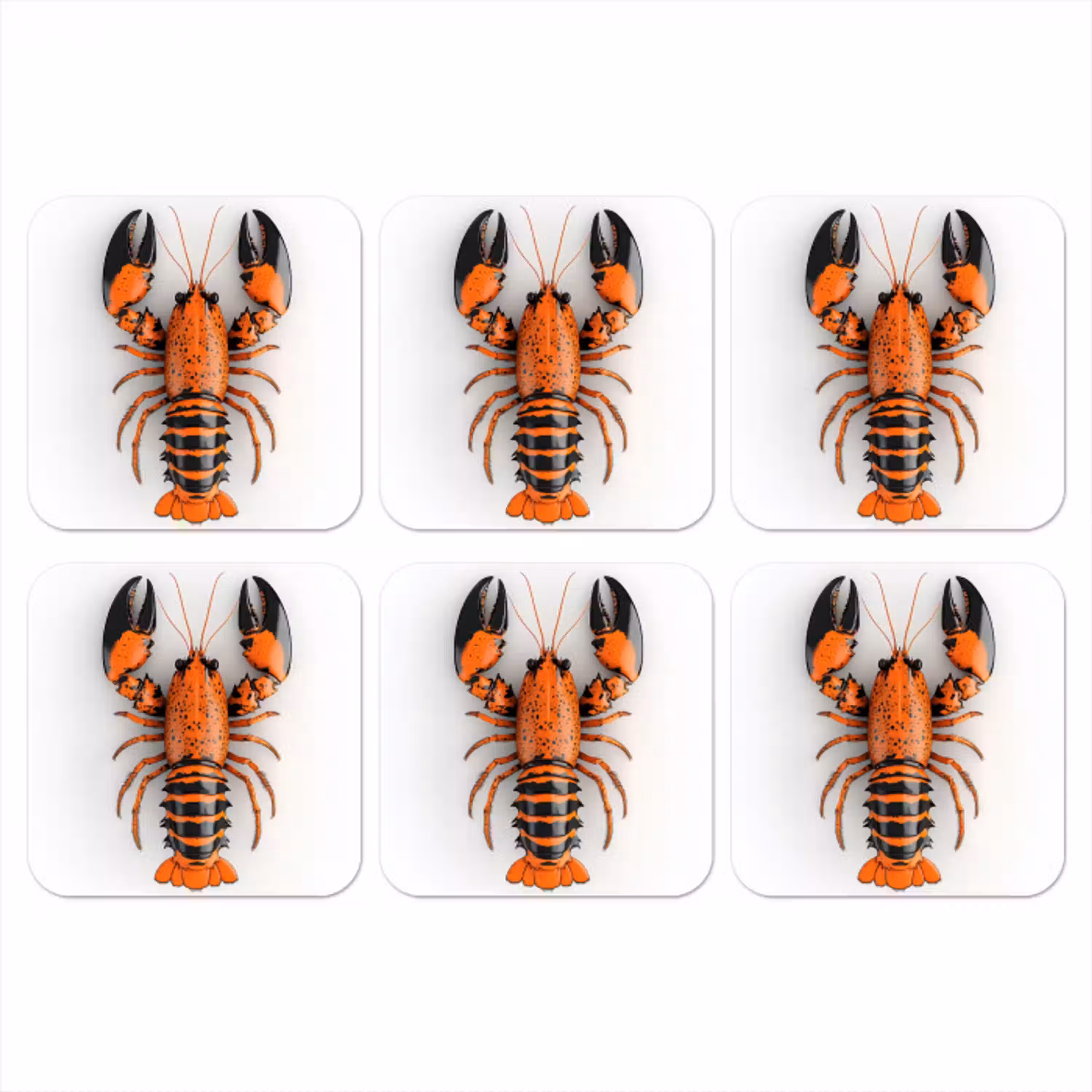 Kreeft - Zwart - Oranje - Wit - Uniek onderzetter kurk middel -3d