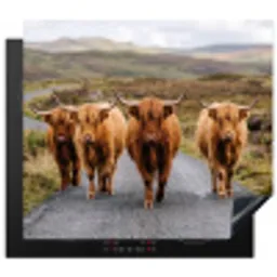 Schotse Hooglanders - Weg - Landschap - Kudde Inductie beschermer vinyl 3mm middel -3d