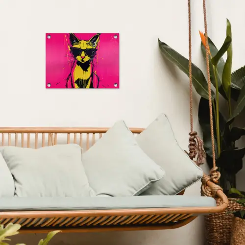 Kat - Art - Zonnebril - Roze tuinposter los doek klein -sfeer7