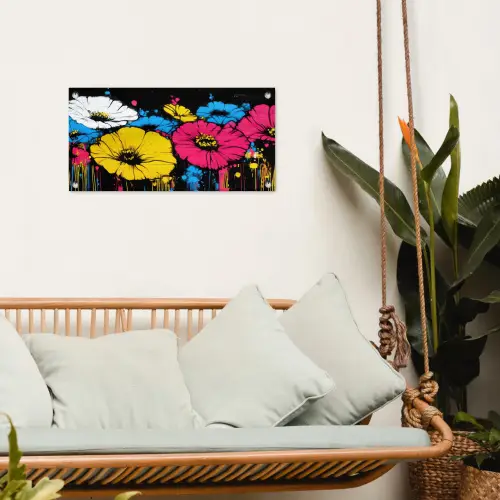 Graffiti - Bloemen - Kleur tuinposter los doek klein -sfeer7