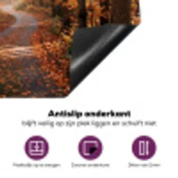 Bospad - Herfstbos - Bladeren - Oranje - Nostalgisch Inductie beschermer vinyl 3mm middel -zzzzzzz-cc-onderkant