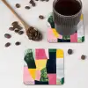Abstract - Roze - Lappen - Vormen - Geel onderzetter kurk middel -sfeer2