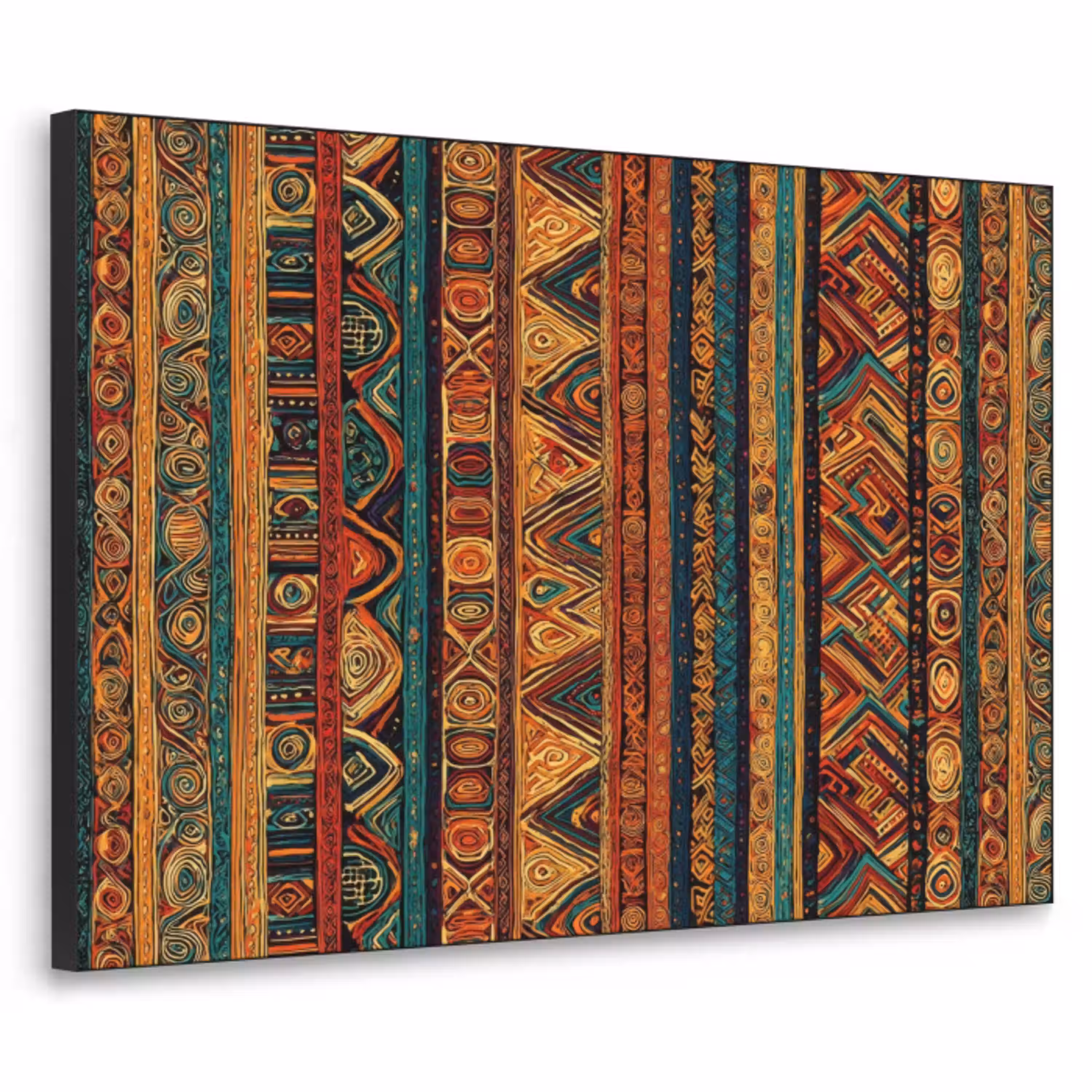 Kleurrijk - Etnisch - Folkloristisch - Patroon Textielframe zwart klein 947 -3d