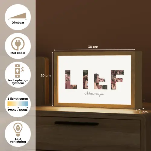 Lief - Lettercollage Light Box met kabel (Tafellamp) klein -USP_NL
