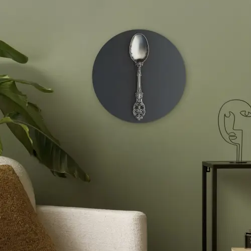 Lepel - Zilver - Metaal Akoestische PET Vilt - Rond klein -sfeer2