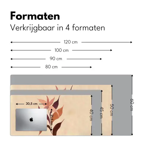 Minimalistisch - Bloem - Bladeren - Beige Muismat XXL klein -sfeer5