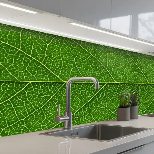 Natuur - Blad - Groen keuken achterwand 2 middel -3d_schuin