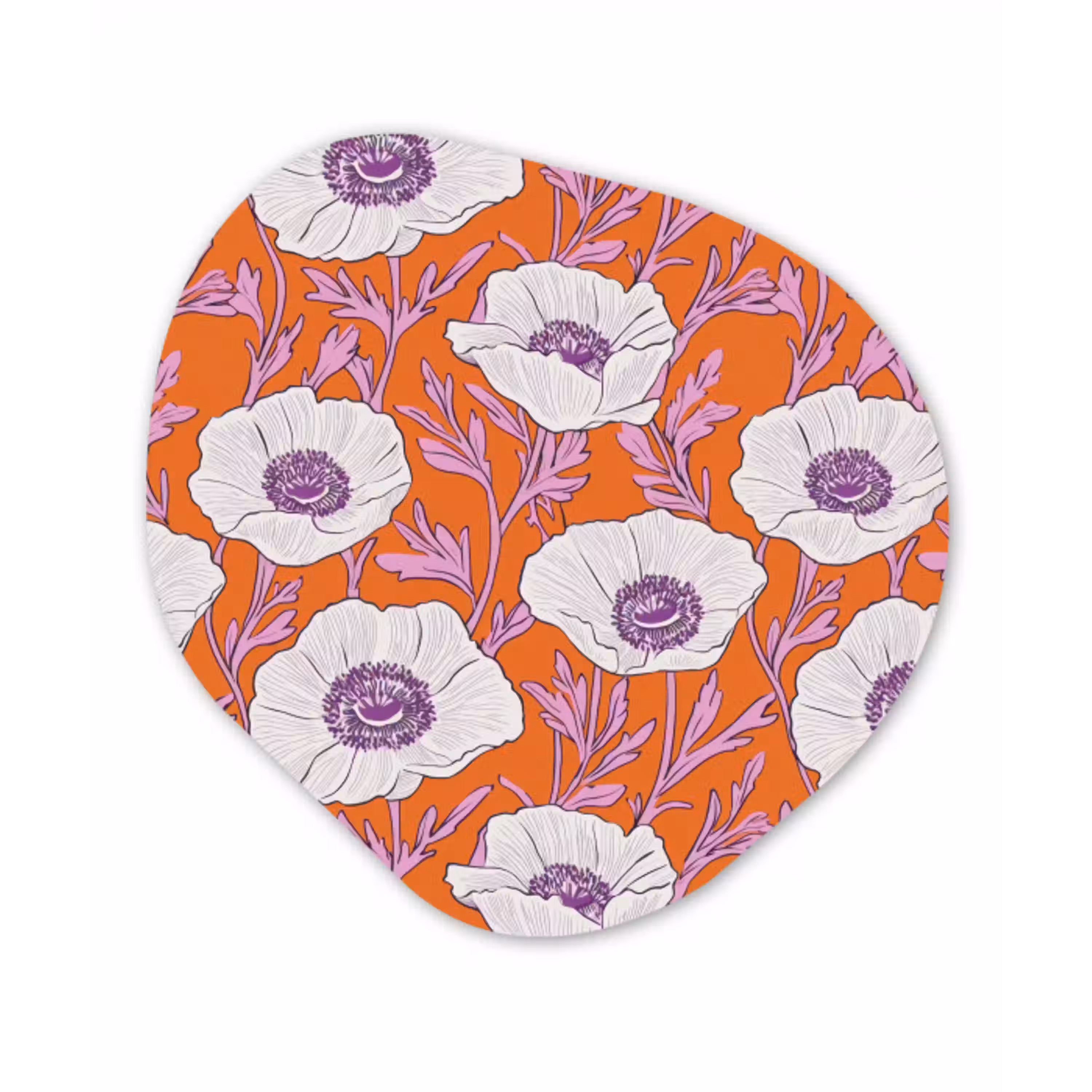 Bloemen - Grafisch - Oranje Wandcirkel Organisch Forex 3mm klein 629 -3d