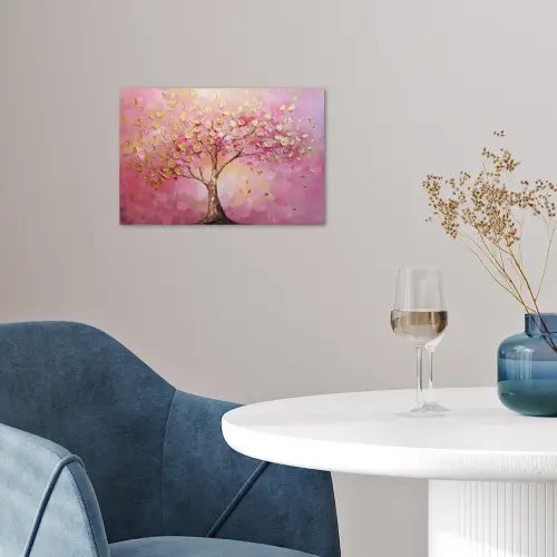 Boom - Roze - Goud - Modern poster papier klein -sfeer3