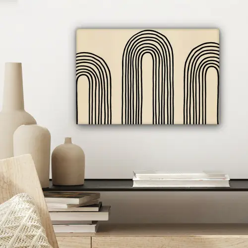 Boogvormen - Zwart - Strak canvas 2cm klein -sfeer6