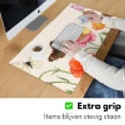 Vlinders - Klaprozen - Illustratie - Kleurrijk Muismat XXL klein -sfeer3