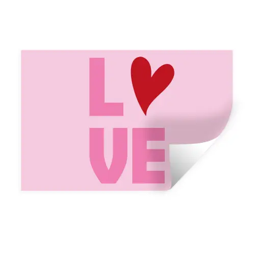 Love - Roze - Hart - Valentijn Muursticker klein -3d