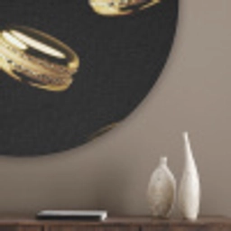 Macarons - Patroon - Goud - Zwart Akoestische PET Vilt - Rond klein -sfeer5_closeup
