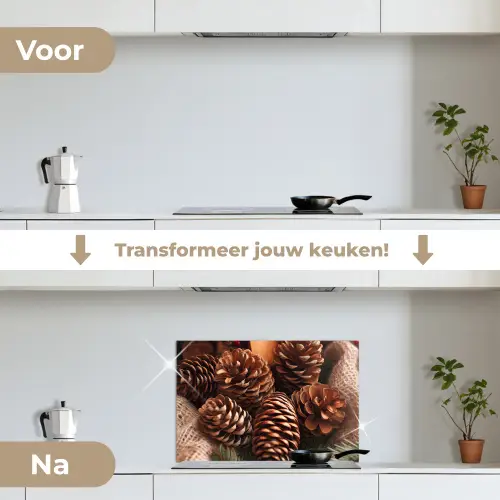 Dennenappels - Boom - Winter - Natuur - Bruin keuken achterwand spatscherm klein -voor_na_NL