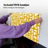 Geel - Beige - Patroon Inductie beschemer met haakjes klein 777 -ky-ophangen-nl