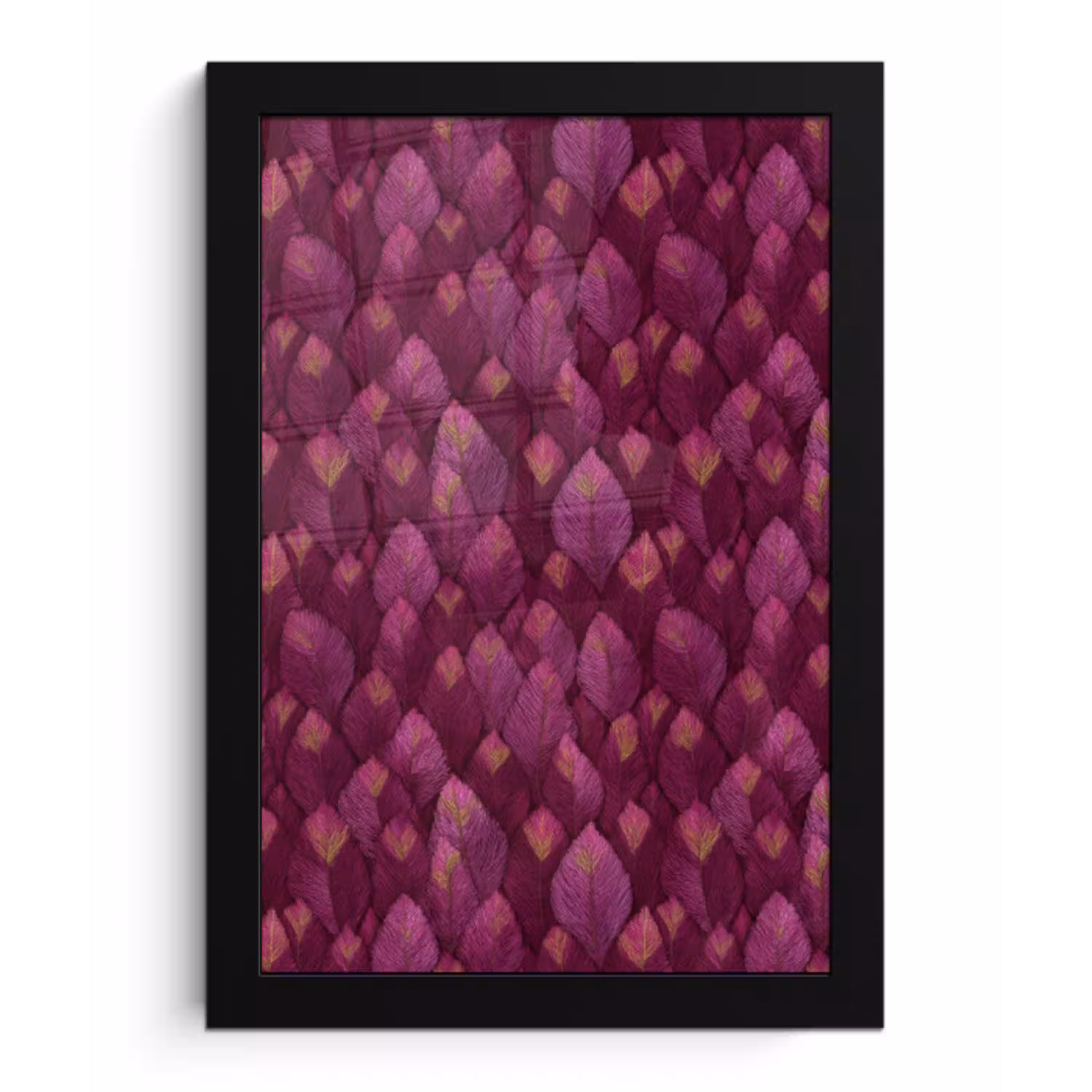 Bladeren - Patroon - Burgundy fotolijst zwart zonder passe partout klein 224 -3d