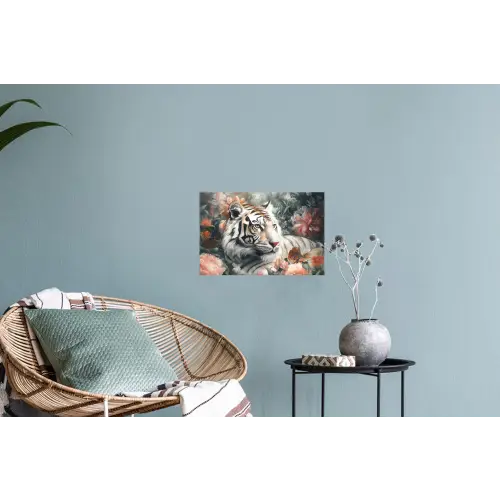 Tijger - Wilde dieren - Bloemen - Jungle Muursticker klein -plant