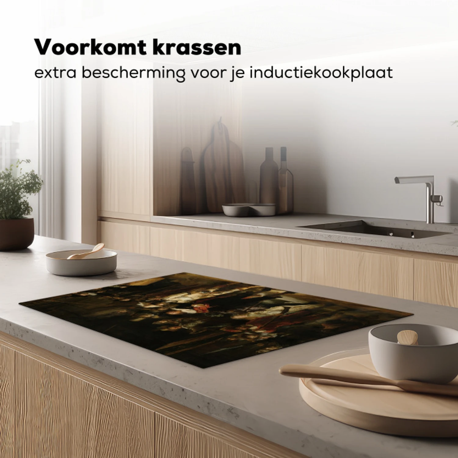 De Nachtwacht - Kunst - Oude meesters - Rembrandt Inductie beschermer vinyl 3mm klein -sfeer1